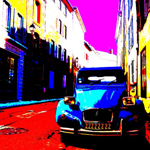 2CV bleue  savoir-voir.com ProvencePhotoPopArt copyright